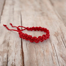 Load image into Gallery viewer, Hemp Bracelet Chain Knots Red Natural Unisex Friendship
