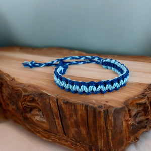 Surfer Hemp Bracelet Flat Blue Light Blue