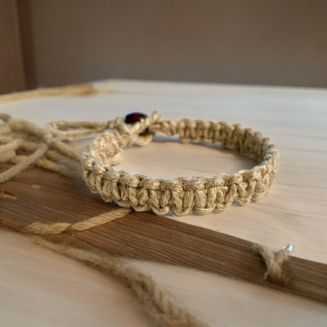 Phatty Flat Hemp Surfer Bracelet – Wide Natural Beach Style