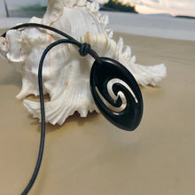 Load image into Gallery viewer, Maori Tribal Style Hand Carved Bone &#39;HEI-MATAU&#39; Fish Hook SAFE JOURNEY Necklace Twist
