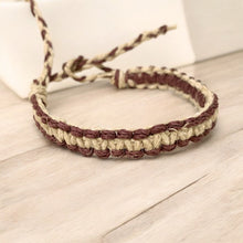 Load image into Gallery viewer, Natural Flat Hemp Surfer Bracelet – Earthy Brown Beach Style
