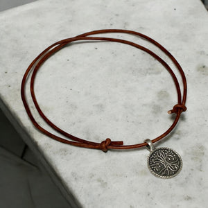 Leather Necklace With Pewter Tree of Life