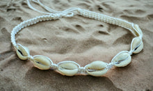 Load image into Gallery viewer, Hemp Necklace White with Cowrie Shells

