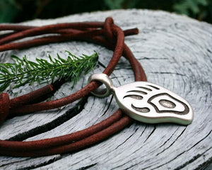 Leather Necklace With Pewter Bear Paw Pendant