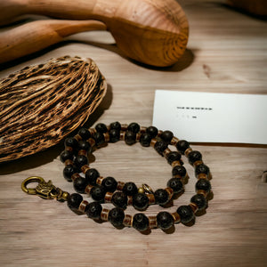 Black Lava Necklace Real Stone Mens Primitive Jewelry, Men's Tribal Necklace, Rustic Choker for Men