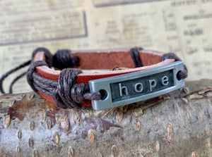Hope Positive Affirmation Leather Bracelet Wrist Band