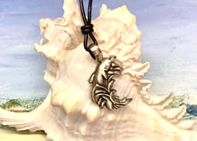 Load image into Gallery viewer, Leather Surfer Necklace With Pewter Dolphin
