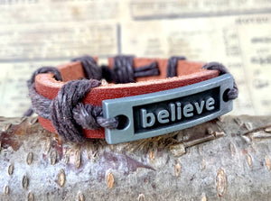 Believe Positive Affirmation Leather Bracelet Wrist Band