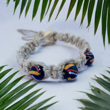 Load image into Gallery viewer, Thick Hemp Bracelet African Trade Beads
