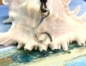 Leather Surfer Necklace with Pewter Fish Hook Pendant – Nautical Men's Jewelry