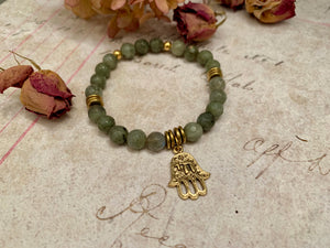 Hamsa Collection Labradorite Yoga Mala Bracelet