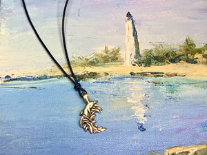 Leather Surfer Necklace With Pewter Dolphin