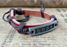 Load image into Gallery viewer, Hope Positive Affirmation Leather Bracelet Wrist Band
