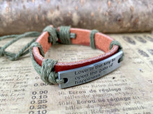 Load image into Gallery viewer, Love Positive Affirmation Leather Bracelet Wrist Band
