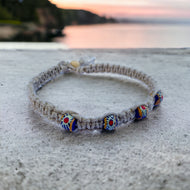 African-Inspired Hemp Necklace – Handcrafted with Authentic Ghana Beads