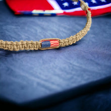 Load image into Gallery viewer, Hemp Necklace Natural with USA Flag American Beads
