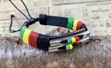 Load image into Gallery viewer, Rasta Color Leather Bracelet
