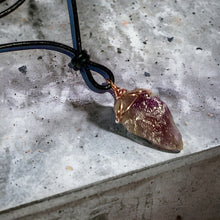 Load image into Gallery viewer, Arrowhead Leather Necklace Amethyst Real Stone, Primitive Jewelry, Men&#39;s Tribal Necklace
