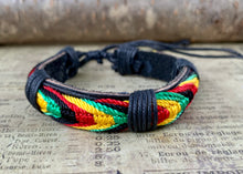 Load image into Gallery viewer, Rasta Color Leather Bracelet
