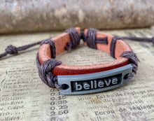 Load image into Gallery viewer, Believe Positive Affirmation Leather Bracelet Wrist Band
