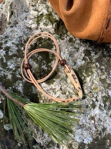 Viking Pendant Carved Deer Antler with Runes - Good Luck Charm -Ansuz Rune- Norse/Warrior/Protection/Amulet - Leather Necklace