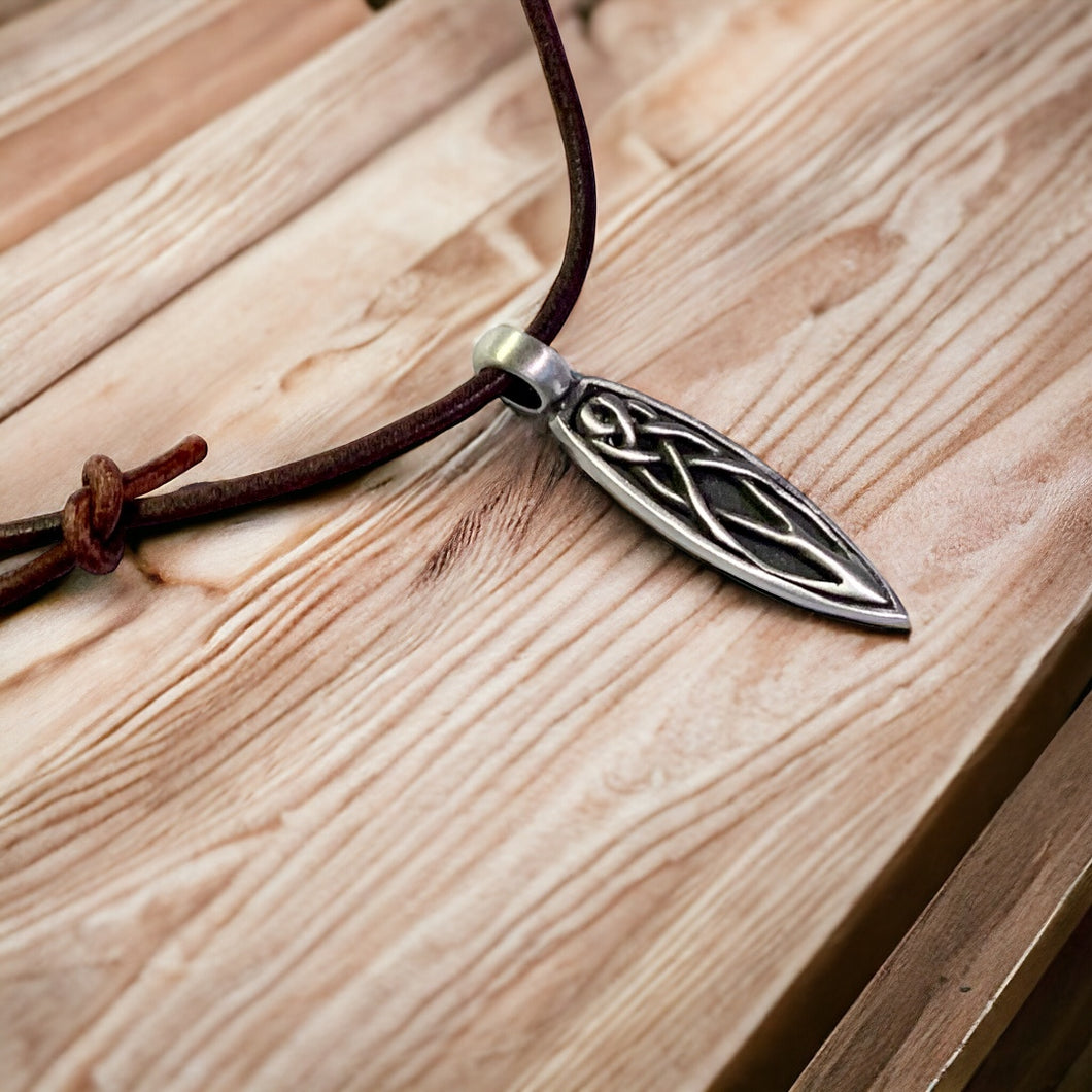 Leather Necklace With Pewter Celtic Pendant