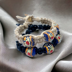 African Trade Beads Hemp Bracelet