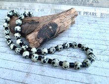 Load image into Gallery viewer, Dalmatian Jasper Necklace Real Stone Mens Primitive Jewelry, Men's Tribal Necklace, Rustic Choker for Men
