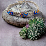 Handmade African Trade Beads Necklace – Thick Hemp Tribal Jewelry