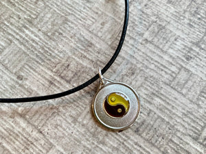 Leather Necklace With Modern Mood Changing Yin Yang Pendant