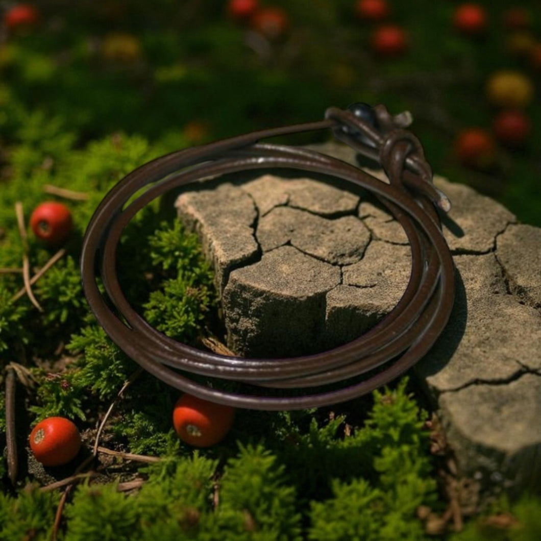 Leather Wrap Bracelet for Men – Rustic Brown Surfer Bracelet