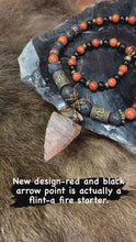 Load and play video in Gallery viewer, OOAK Arrowhead Necklace Flint Real Stone Mens Primitive Jewelry, Men&#39;s Tribal Necklace, Rustic Choker for Men
