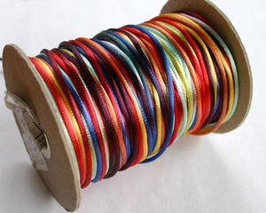 1.5mm Satin Cord Multicolored Rainbow - sunnybeachjewelry