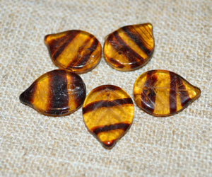 10pcs Leaves Gold Brown Preciosa Czech Pressed Glass Beads 18mm