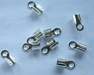 100-500 Crimp Cord Ends Tip Silver-Plated Brass 10x5mm For 3-4mm Cord Fold Over
