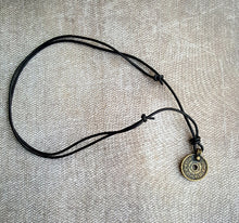 Load image into Gallery viewer, Leather Necklace With Britannia Pewter Antiqued Coin Pendant
