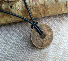 Load image into Gallery viewer, Leather Necklace With Large British West Africa Coin Pendant
