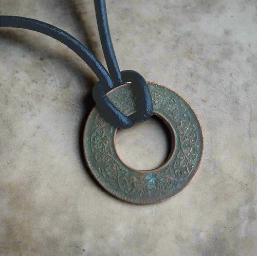 Leather Necklace With Indian Coin Pendant