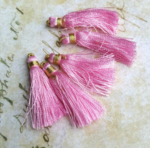 Silky Tassels Pink 1 3/4 in Charms Pendant
