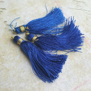 Silky Tassels Blue 1 3/4 in Charms Pendant