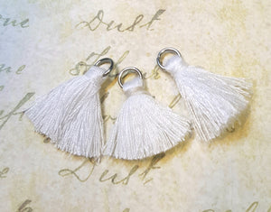Tassel Charms Cotton White Handmade Earrings Tassel Necklace Mala DIY