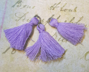 Tassel Charms Cotton Lavender Handmade Earrings Tassel Necklace Mala DIY