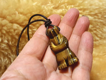 Load image into Gallery viewer, Bear Leather Totem Necklace Tigereye Real Stone Native Pendant
