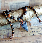 Flint Stone Arrowhead Warrior Necklace | Primitive Arrowhead Necklace| Tribal Style