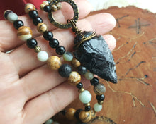 Load image into Gallery viewer, Arrowhead Necklace Obsidian Real Stone Primitive Jewelry
