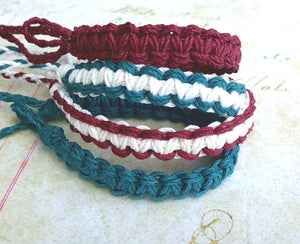 Surfer Hemp Bracelet Flat Burgundy