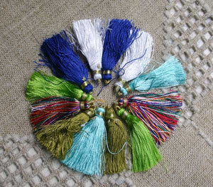 12 Silky Tassels Mixed Colors 1 3/4 in Charms Pendant