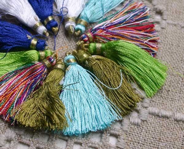 12 Silky Tassels Mixed Colors 1 3/4 in Charms Pendant