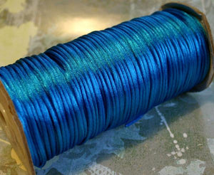 2mm Satin Cord Dark Turquoise Blue - sunnybeachjewelry