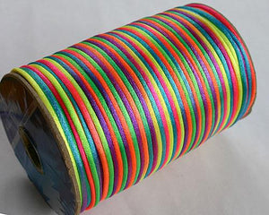 2mm Satin Cord Multicolored Neon Confetti - sunnybeachjewelry